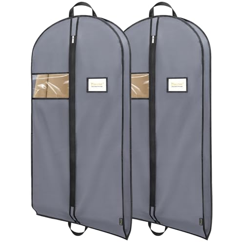 2PK Garment Bags for Hanging Clothes (Grey / 60" 2PK)