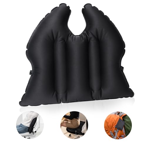 2-in-1 Inflatable Seat Cushion & Lumbar Support,Black (Black / 1 PACK)