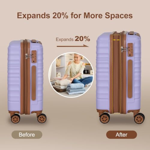 Expandable 22x14x9 Airline Approved 21" Carry On Luggage (Purple)