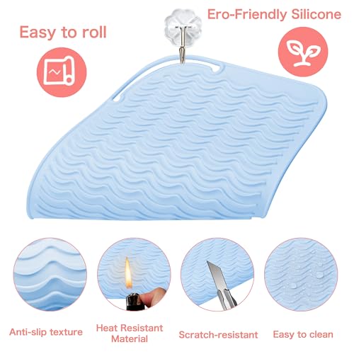 Silicone Mat for Hair Tools Curling Iron Mat (Blue)