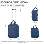 16 Inch Expandable Carry on Luggage with 2 Wheels Airline Approved (Blue / 16 Inch EXT)