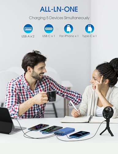 Portable Charger 12000mAh Fast Charging w (Steel Blue)