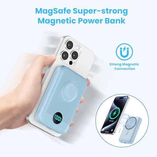 Magnetic Portable Charger with Apple (Sky Blue)