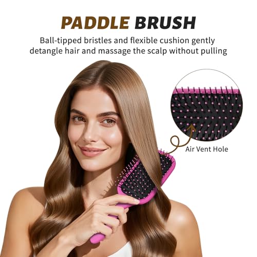 4Pcs Detangling Brush Set for Women (Pink)