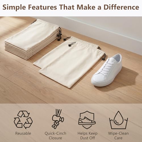 8 PCS Shoe Bags for Travel for Women & Men (Beige)