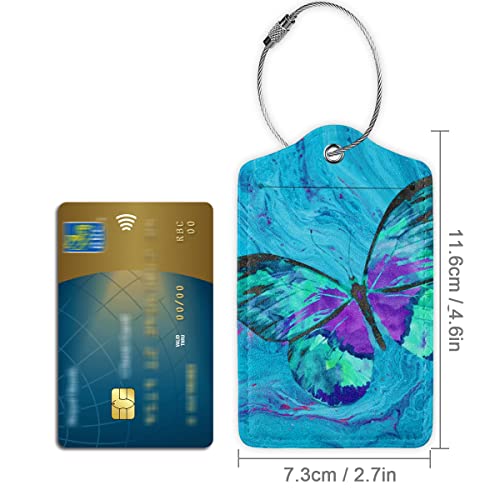 2 Pack Luggage Tag for Suitacase (Blue Butterfly)