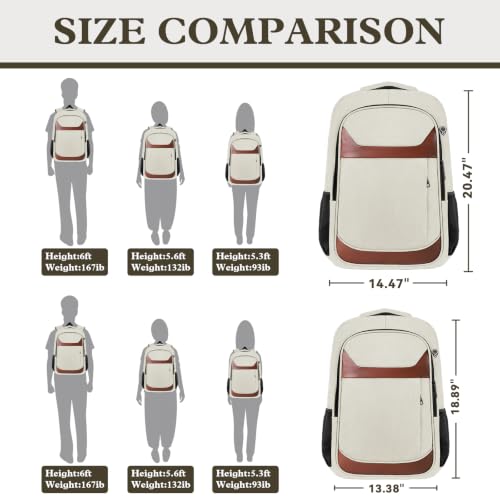 Travel Laptop Backpack 17 Inch (White Brown / 17.3 Inch(40L))