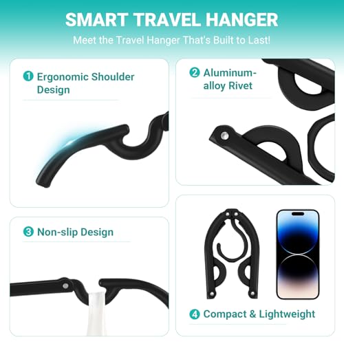 10 Pcs Travel Hangers (Black / 10 Pcs)