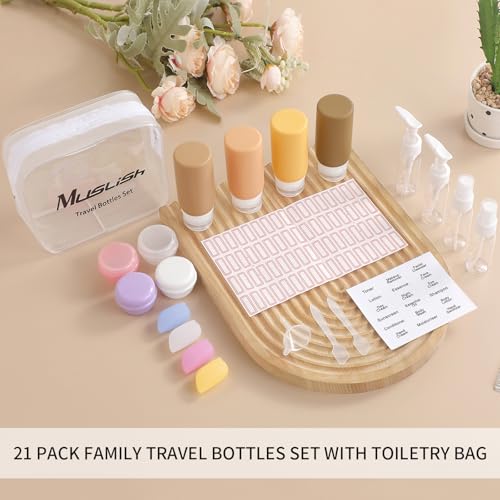 21 Pack Travel Bottles for Toiletries (Apricot)