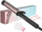 Curling Wand for Long Hair - Ceramic Tourmaline Barrel with 40000000 Negative Ions, Defined Curls and Easy to Use with Temperature Control for All Hair Types,