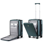 Grace Expandable Carry On Luggage with Wheels Airline Approved Hard Shell Suitcases with Front Pocket (20 Inch-3 / Blackish Green)
