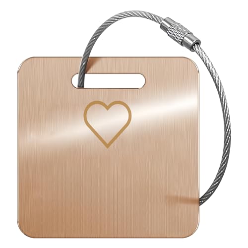 5Pack) Custom Personalized Luggage Tags-Customized Unique tag for Suitcase Backpack Travel,Bags (Rose Golden(2×2) GT- Heart) (Rose Golden(2×2)gt- Heart)