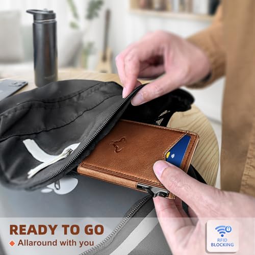 Men Leather Wallet for AirTag (Brick Brown8621)