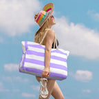 Beach Bags for Women Large Waterproof Beach Tote Bag Zipper Beach Bags Waterproof Sandproof Swim Pool Bag Large Tote (Purple)