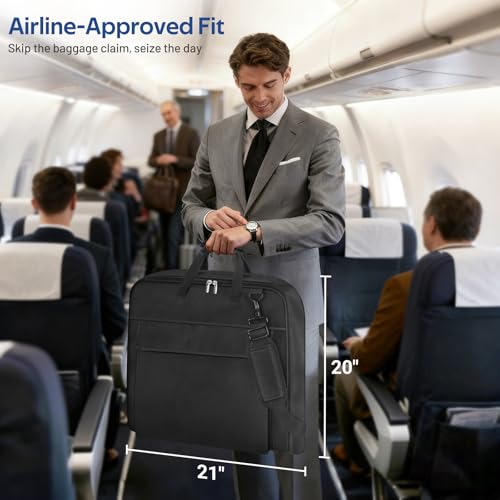 Carry On Garment Bags for Travel with Shoe Compartment 42'' Suit Travel Bags for Men Heavy duty Fabric Luggage Hanging Bag for Clothes Suit Carrier with Shoulder Strap for Business Trips