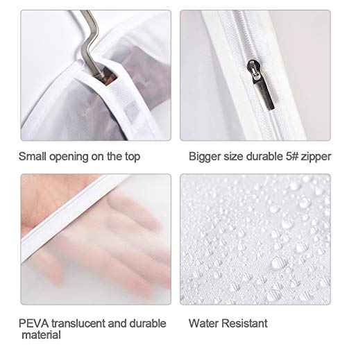 Garment Bags Clothes Storage Bag (24'' x 54''/12 Pack+Gifts / White-Translucent)