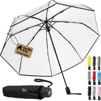 Compact Travel Size Umbrella for Rain (Clear)