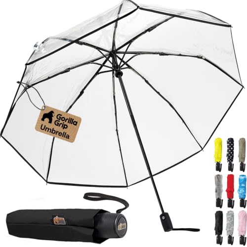 Compact Travel Size Umbrella for Rain (Clear)