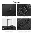 Zipperless Checked Luggage Large Suitcase with Wheels 28 Inch Black (Black / Checked 28 Inch)