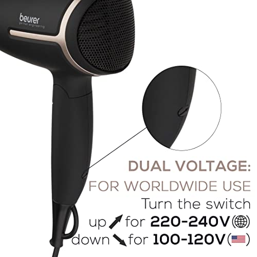 HC25 Ionic Hair Dryer for Travel with Voltage Switch 1600W Anti Frizz Blow Dryer (HC25 - Travel / Black)