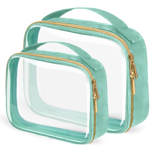 TSA Approved Travel Toiletry Bag (Green / 2 Pack, 1 Medium, 1 Large)