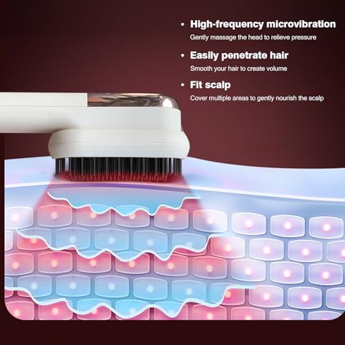 Cordless Hair Straightener Brush Minor Hair Straightening Brush Portable Travel Tool LCD Display Rechargeable Lightweight Anti (White)