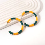 Game Day Earrings Football Baseball Earrings for Women Sports Team Heishi Hoop Earring Football Accessories Outfits Cheer Mom Essentials Fall Sports Must Haves Cheer Gifts (Green Yellow)