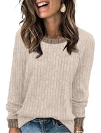 Long Sleeve Shirts for Women Tunic Tops for Women Loose Fit Dressy Casual Fall Clothes 2026 Trendy Sweaters Soft Comfy Basic Layering Cream L (Large / 04-apricot)