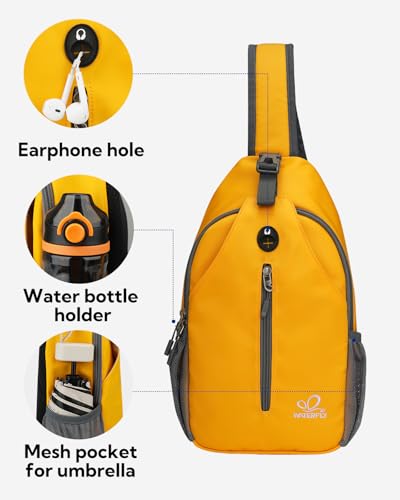 Crossbody Sling Backpack Sling Bag Travel Hiking Daypack (Z-yellow / Small)