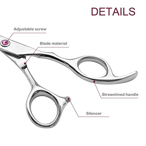 Kids Hair Cutting Scissors Set Professional 6.5 inch Saftey Round Head Hair cut Scissors Kit with Cutting Thinning Scissors Hairdressing Shears Set for Barber Salon （red） (Red)