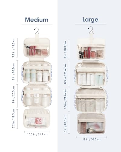 Hanging Toiletry Bag for Women (Y-Little Blue Flower / Medium)
