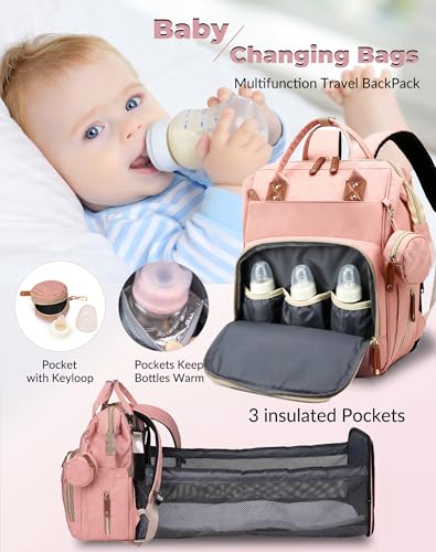 Diaper Bag with Changing Station (Peach Pink)
