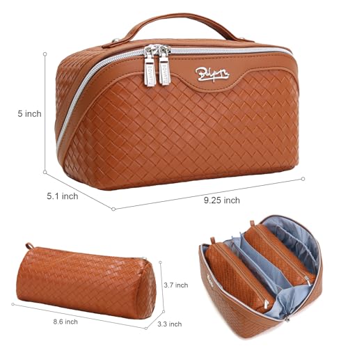 Travel Makeup Bag Cosmetic Bags for Women (L08 Brown)