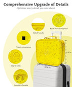 Travel Makeup Bag Cosmetic Bag with Lighted Mirror (Yellow / Medium)