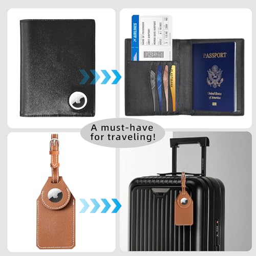 Passport Holder With Luggage Tag (Brown & Black)