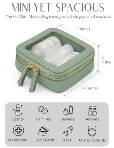 Clear Makeup Bag with Zipper (Sage Green / Mini & Medium)