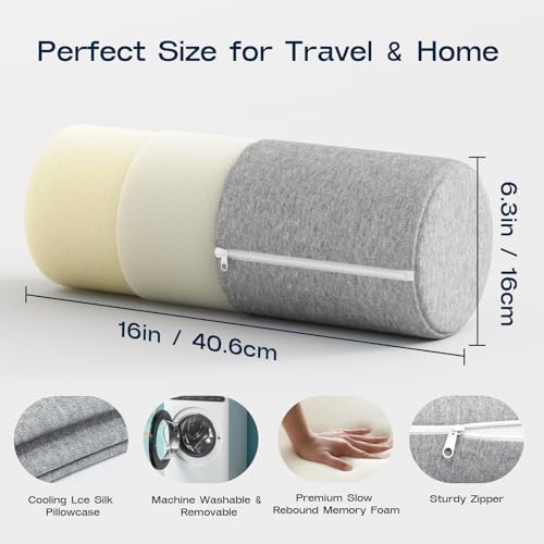 Neck Roll Cervical Pillow for Neck Pain Relief (Grey / Large - 6.0" H)