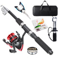Fishing Rod 6.9ft Telescopic Fishing Rod and Reel Combo with Fishing Pliers and Lip Gripper Fishing Equipment (Red-6.9ft Spinning Combo)