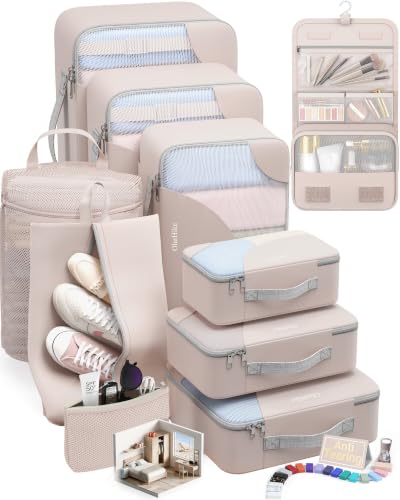 10 Set Packing Cubes for Travel (01 Cream)