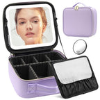 Travel Makeup Bag with Lighted Mirror (Purple / Integrated)