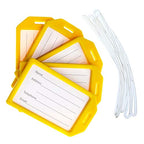 Bulk 50 Pack Premium Rigid Airline Luggage Tag Holders with 6" Worm Loops (50 Pack / Yellow)