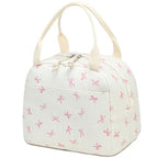 Lunch Bag for Women Men Cute Corduroy Lunch Tote Bags Reusable Insulated Lunch Box Large Capacity Reusable Insulated Cooler for Work Picnic or Travel (Bowtie-Pink / 10L)