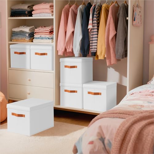 Storage Bins with Lids (White / L(8-Pack))