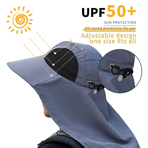 Sun Hat for Men Women with Neck Flap (6 3/4-6 7/8 / 1pack-grey Camo)