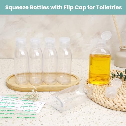 Travel Bottles for Toiletries 6 PCS 3.4oz Plastic Bottles Blank (Blank Clear)