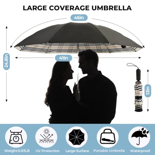 Inverted Umbrella for Rain (Yellow Plaid / 46 Inch)