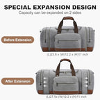 60L Canvas Duffle Bag for Travel Weekend Gym Overnight Carry (Grey / 60L)