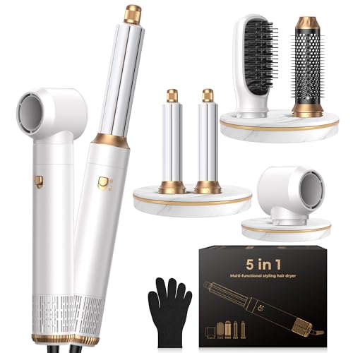 5 in 1 Hair Dryer Brush Set (White Gold)
