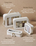 Clear Makeup Case White Toiletry Bag Travel Large Clear Cosmetic Bag with Zipper (White / Large Luxe)