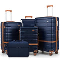 Luggage Sets with TSA Lock Hardside PC+ABS Carry On expandable Suitcase with Spinner Wheels Lightweight Rolling Travel Luggage Sets with YKK (Navy(New) / 5 piece sets（20/24/28/DB/TB）)